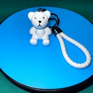 NWOT - White Bear (Faux Leather) & Wrist Strap - Gunmetal chain!